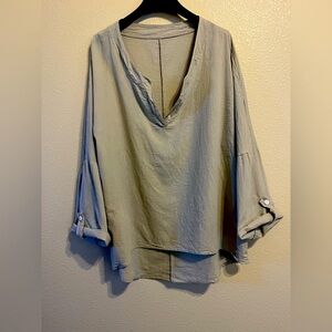 Casual Gray V-Neck Women's Top